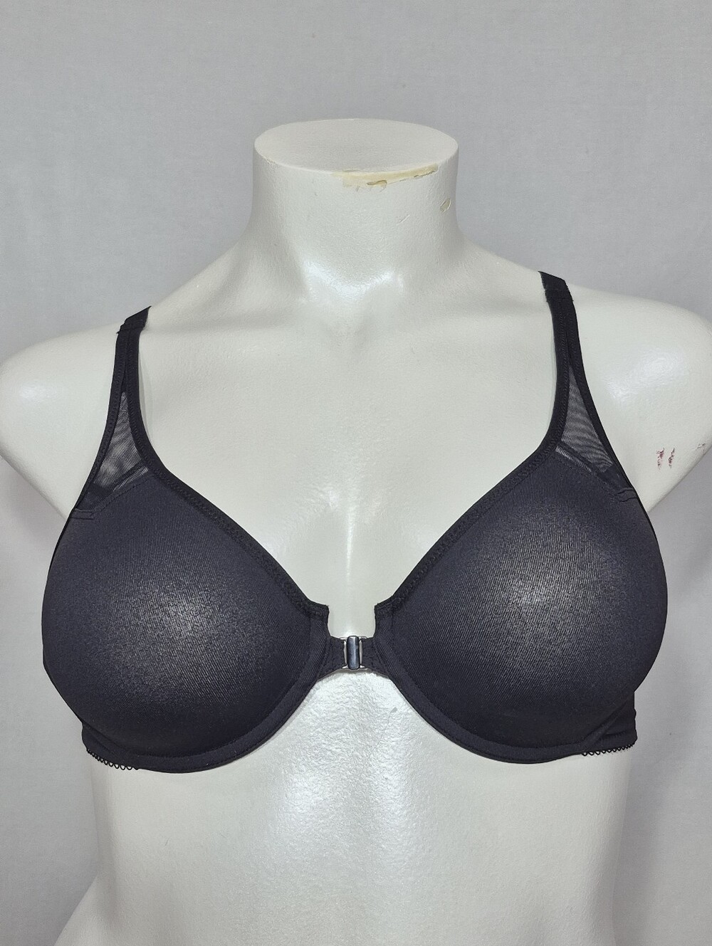 36B Delimira‎ W601 0252 Front Close T-Back Seamless Unlined Underwire Bra Black
